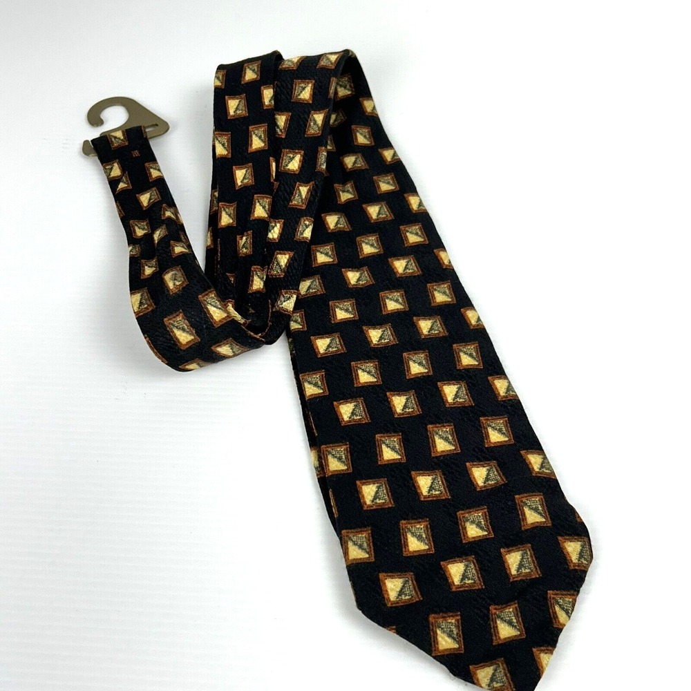 Ermenegildo Zegna Mens Silk‎ Neck Tie Italy Designer Exclusive Signed Gold Brown